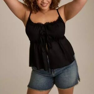Torrid Deep Black Festi Tie-Front Camisole Size 1X